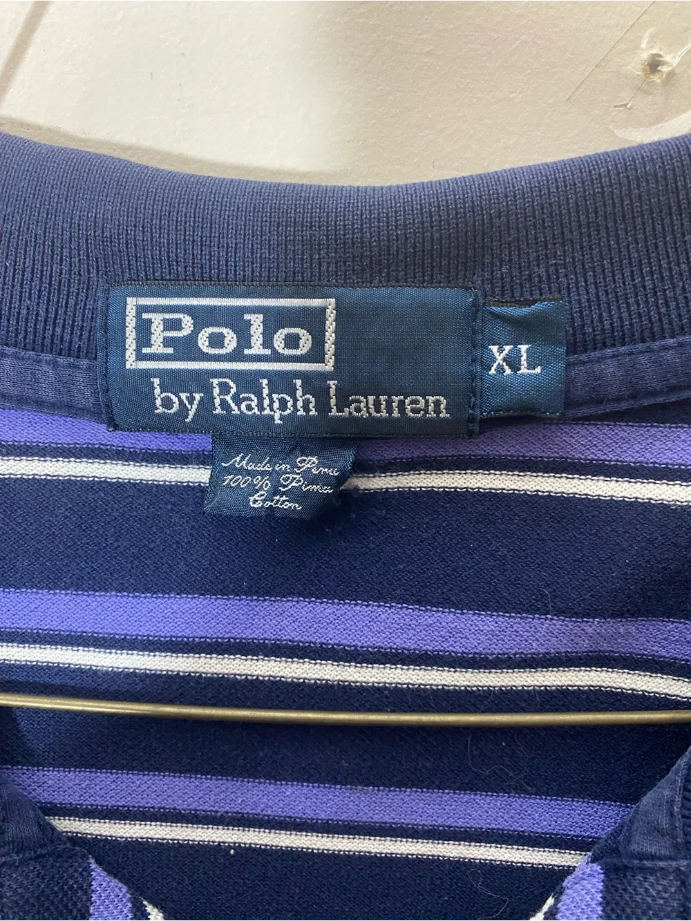 Ralph Lauren Navy Polo with Light Blue and White Stripes
